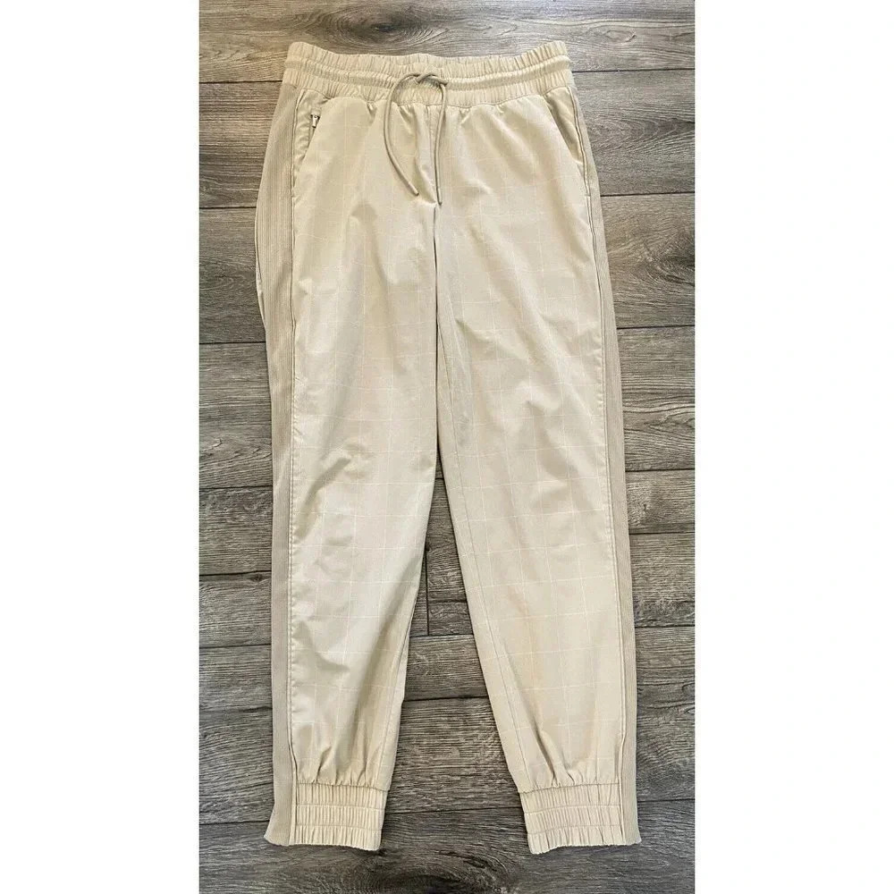 Athleta Brooklyn Textured Jogger Tan Plaid Size 4